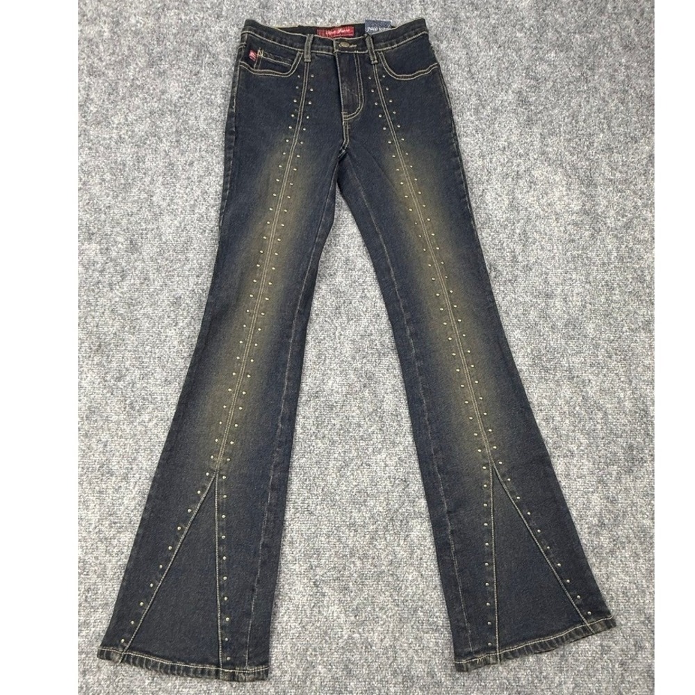 Paco Jeans Womens 25x32 Studded Split Hem Flare Jeans Dirty Sandblast NWT